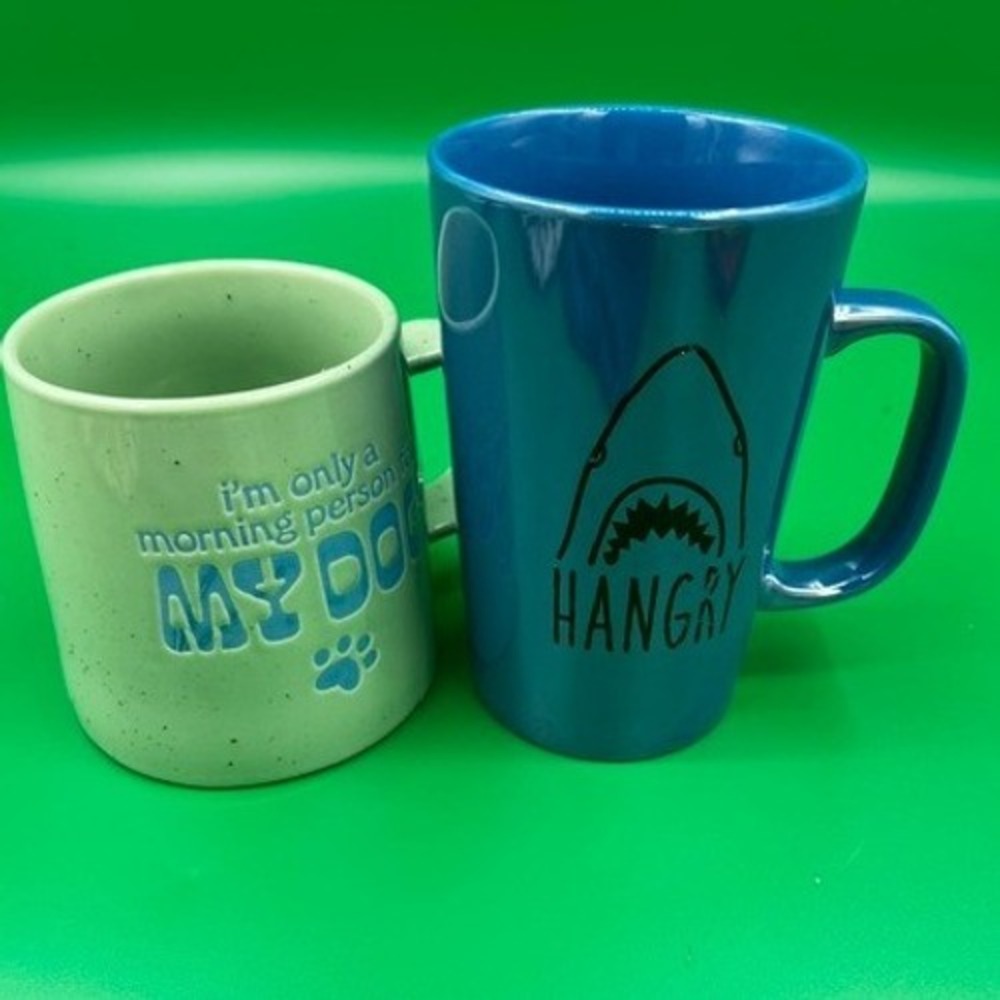 Coffee Mug Dog Lover Morning Person Room Essentials and Blue Hangry Shark